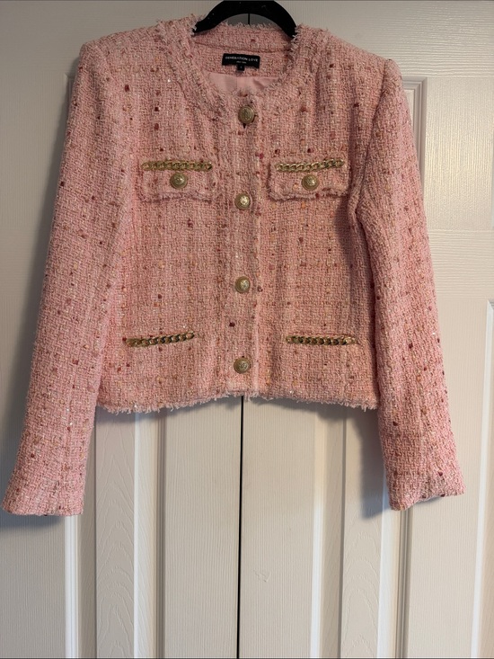 Generation Love Jackets & Blazers - Generation Love Pink Tweed Blazer Size Small | Gold Chain Details